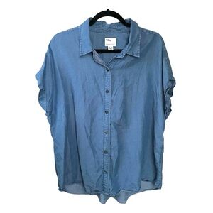 TILLEY Blue Chambray Women's Button Up Blouse XXL